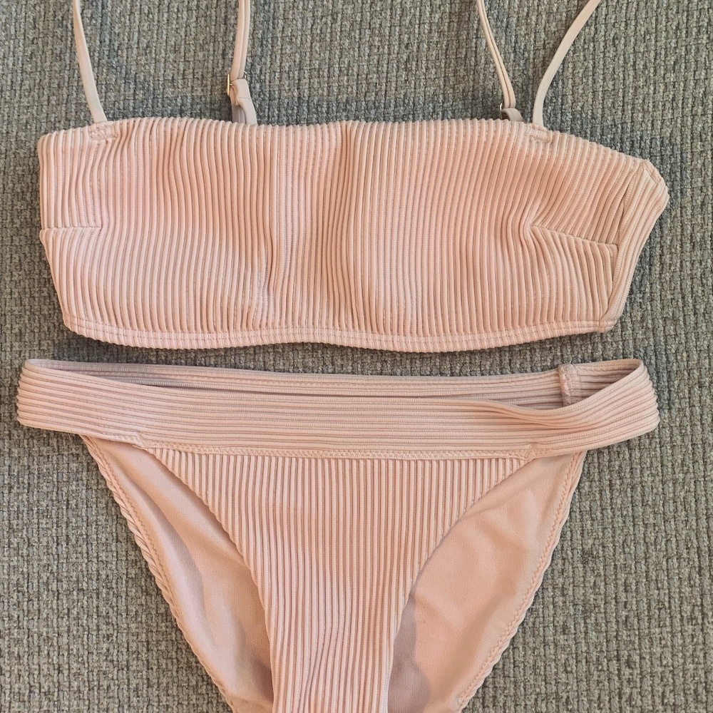 Hollister Ribbed Bikini: Pink, Size S